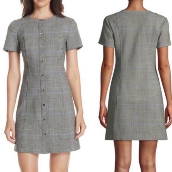 Theory S Easy Snap Windowpane Portland Shift Dress - Picture 2 of 9